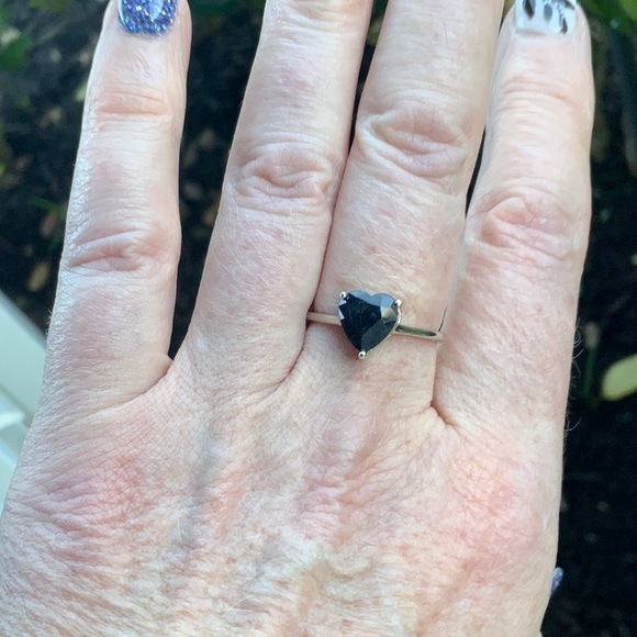 FACETED HEART SHAPE SAPPHIRE 925 STERLING SILVER RING, SIZE 8.5
